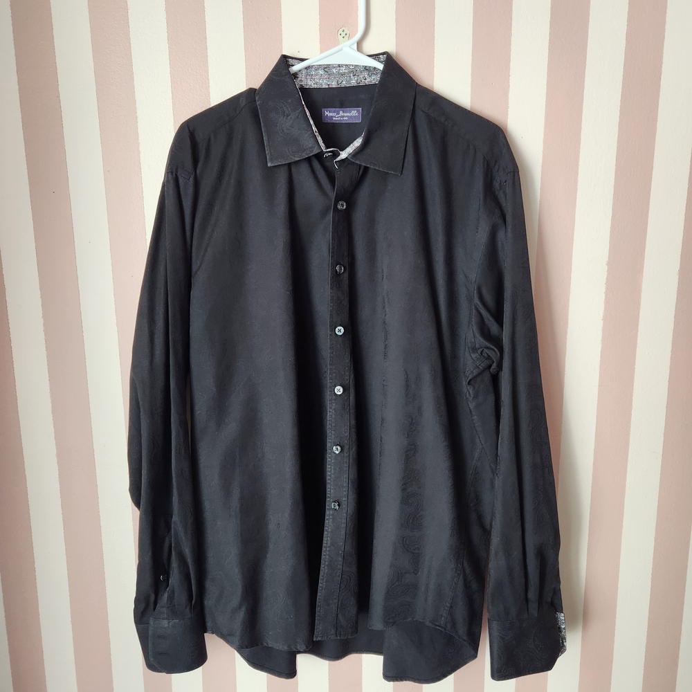 🏷Marco Brunelli Mens Black Button Down Shirt